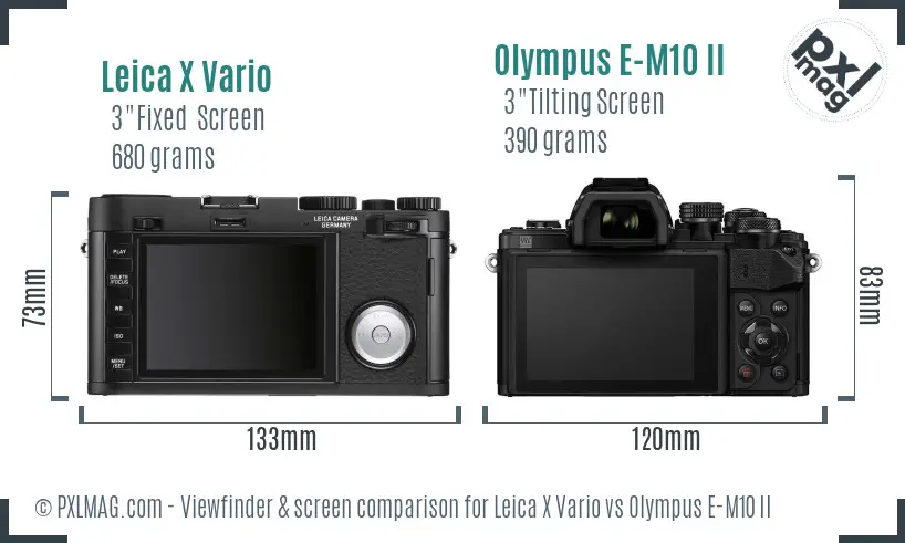 Leica X Vario vs Olympus E-M10 II Screen and Viewfinder comparison