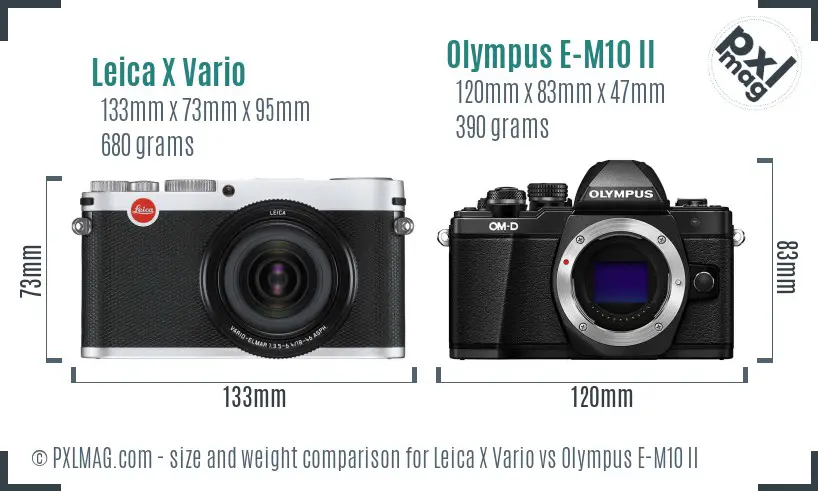 Leica X Vario vs Olympus E-M10 II size comparison