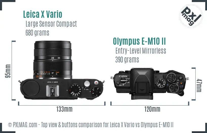 Leica X Vario vs Olympus E-M10 II top view buttons comparison