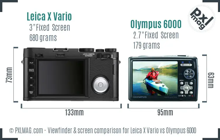 Leica X Vario vs Olympus 6000 Screen and Viewfinder comparison