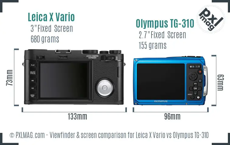 Leica X Vario vs Olympus TG-310 Screen and Viewfinder comparison
