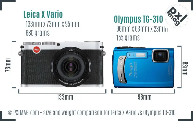 Leica X Vario vs Olympus TG-310 size comparison