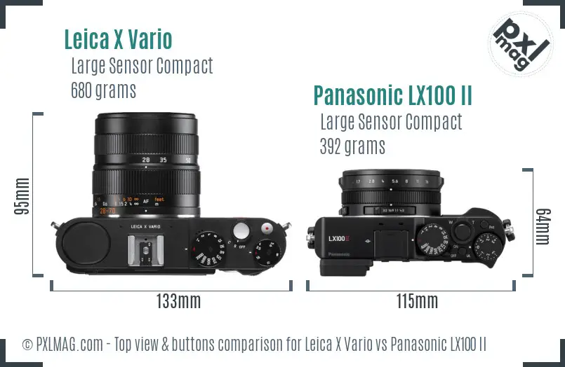 Leica X Vario vs Panasonic LX100 II top view buttons comparison