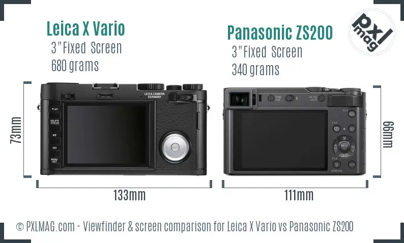 Leica X Vario vs Panasonic ZS200 Screen and Viewfinder comparison
