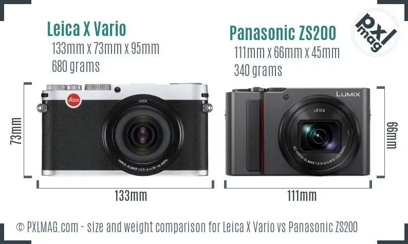 Leica X Vario vs Panasonic ZS200 size comparison