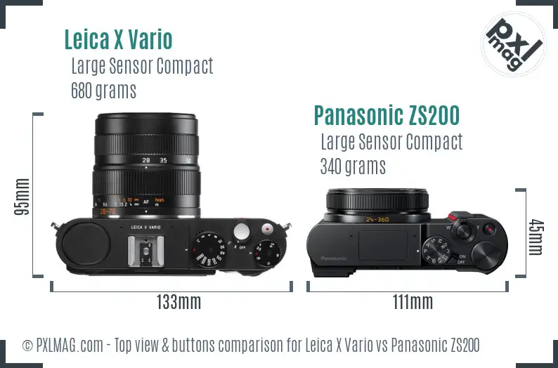 Leica X Vario vs Panasonic ZS200 top view buttons comparison