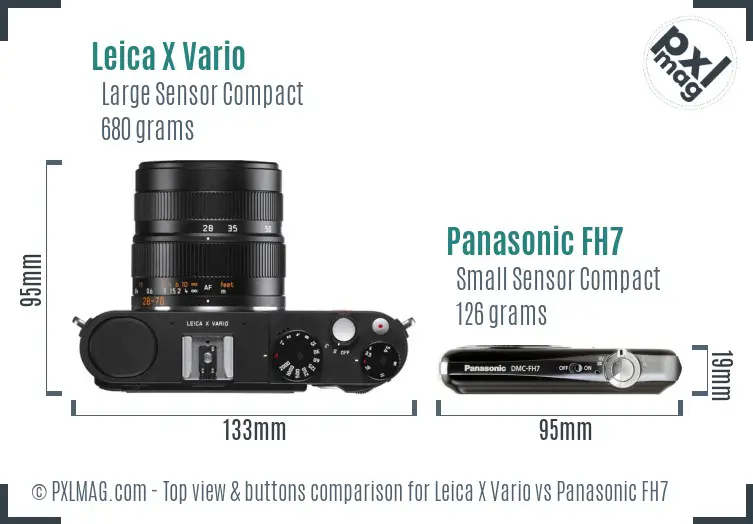 Leica X Vario vs Panasonic FH7 top view buttons comparison