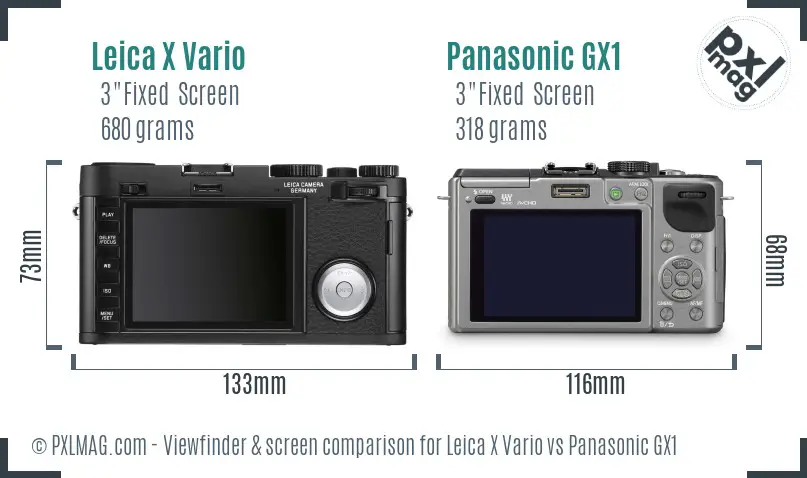 Leica X Vario vs Panasonic GX1 Screen and Viewfinder comparison
