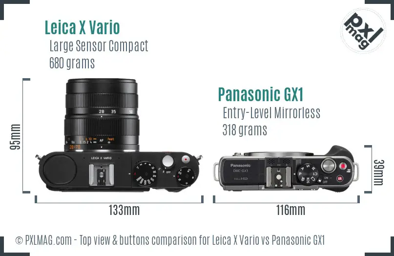 Leica X Vario vs Panasonic GX1 top view buttons comparison