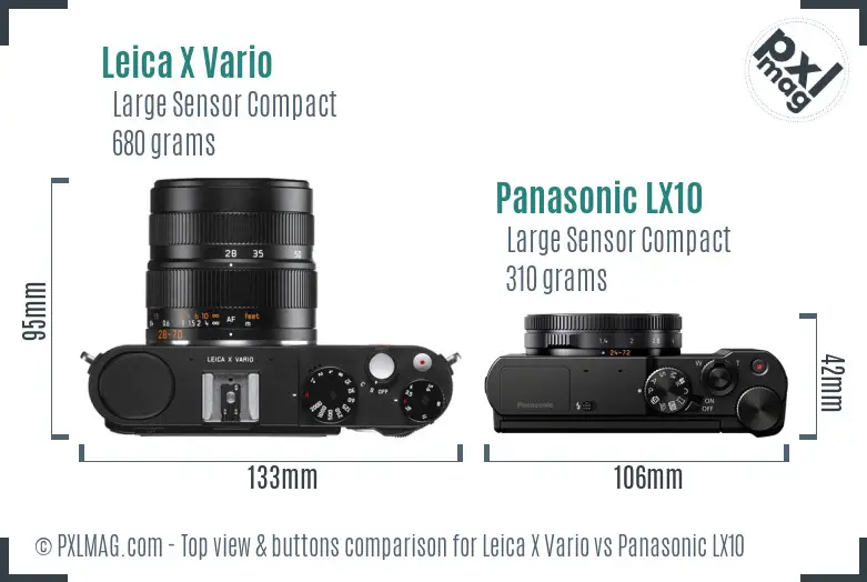 Leica X Vario vs Panasonic LX10 top view buttons comparison