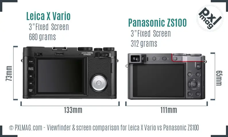Leica X Vario vs Panasonic ZS100 Screen and Viewfinder comparison