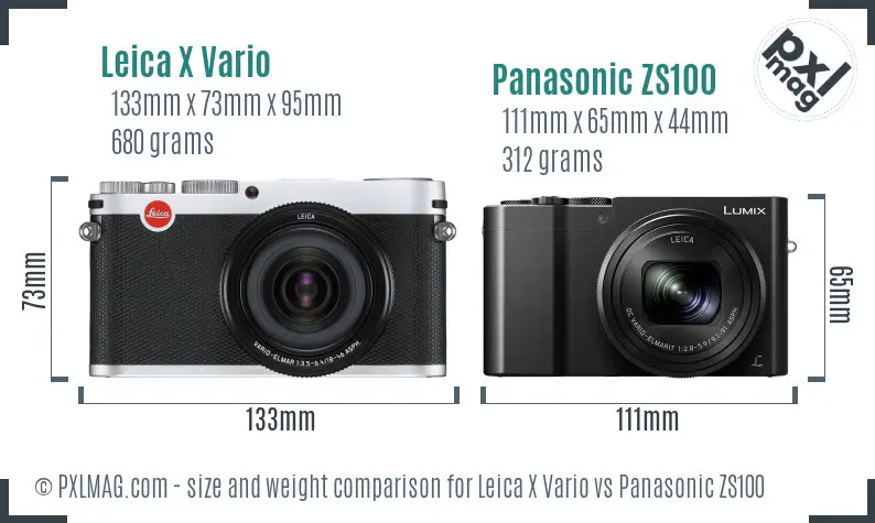Leica X Vario vs Panasonic ZS100 size comparison
