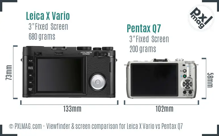 Leica X Vario vs Pentax Q7 Screen and Viewfinder comparison