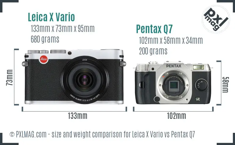 Leica X Vario vs Pentax Q7 size comparison