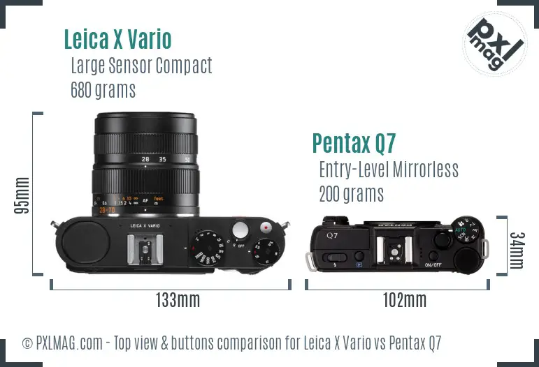 Leica X Vario vs Pentax Q7 top view buttons comparison