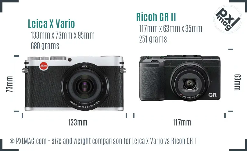 Leica X Vario vs Ricoh GR II size comparison