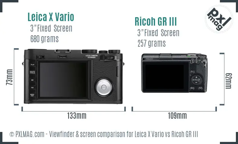 Leica X Vario vs Ricoh GR III Screen and Viewfinder comparison