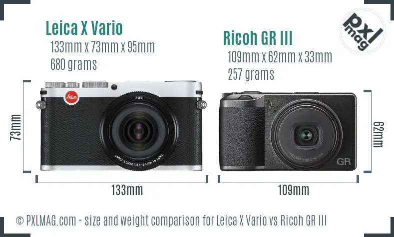 Leica X Vario vs Ricoh GR III size comparison