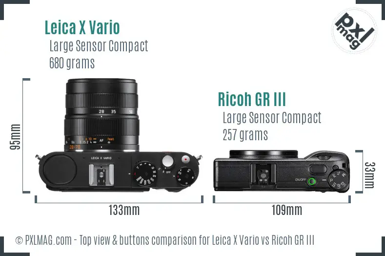 Leica X Vario vs Ricoh GR III top view buttons comparison