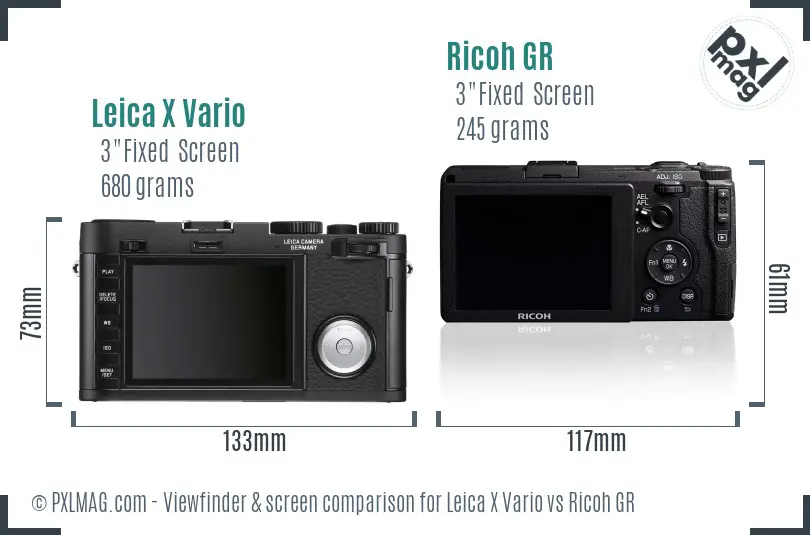 Leica X Vario vs Ricoh GR Screen and Viewfinder comparison