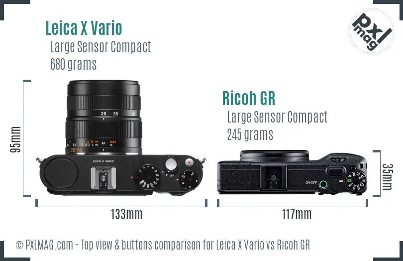Leica X Vario vs Ricoh GR top view buttons comparison