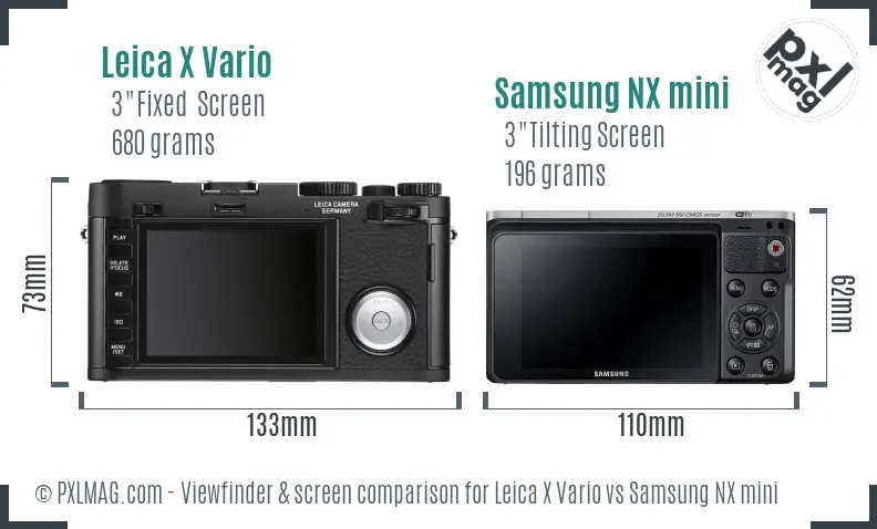 Leica X Vario vs Samsung NX mini Screen and Viewfinder comparison
