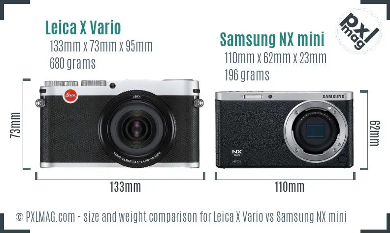 Leica X Vario vs Samsung NX mini size comparison