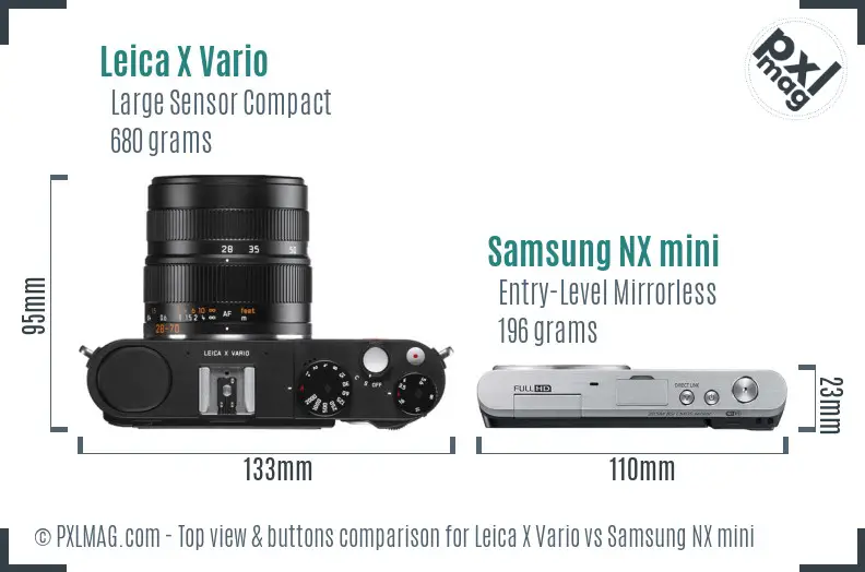 Leica X Vario vs Samsung NX mini top view buttons comparison