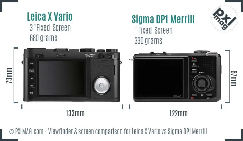 Leica X Vario vs Sigma DP1 Merrill Screen and Viewfinder comparison