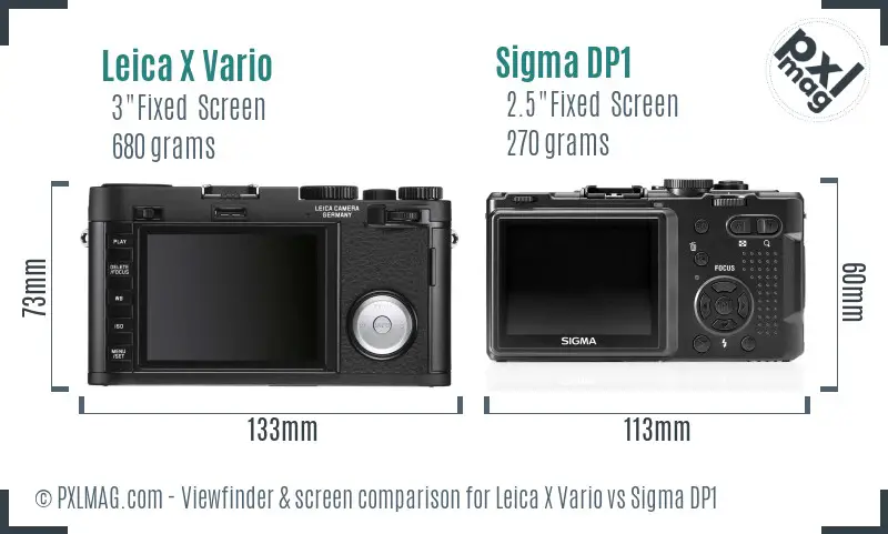 Leica X Vario vs Sigma DP1 Screen and Viewfinder comparison