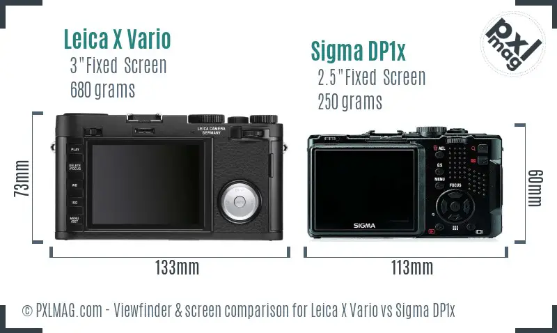 Leica X Vario vs Sigma DP1x Screen and Viewfinder comparison