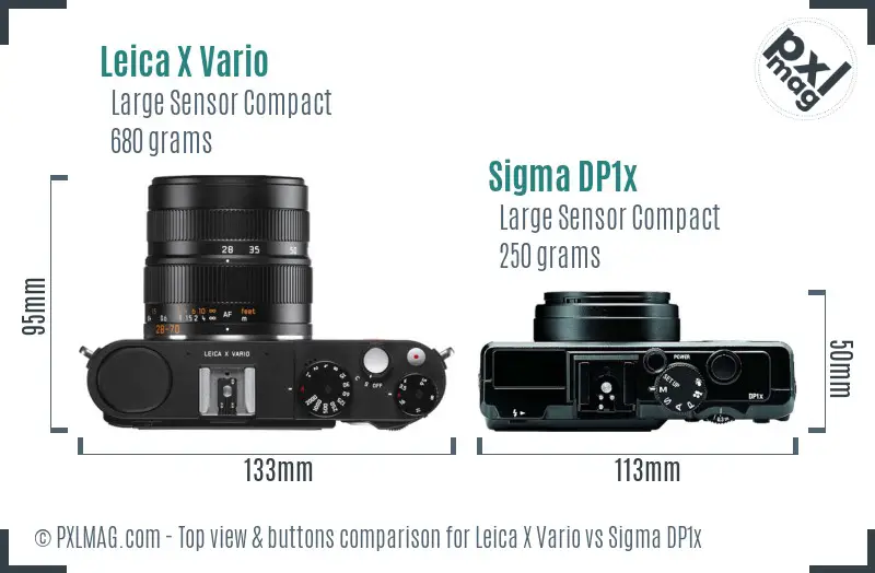 Leica X Vario vs Sigma DP1x top view buttons comparison