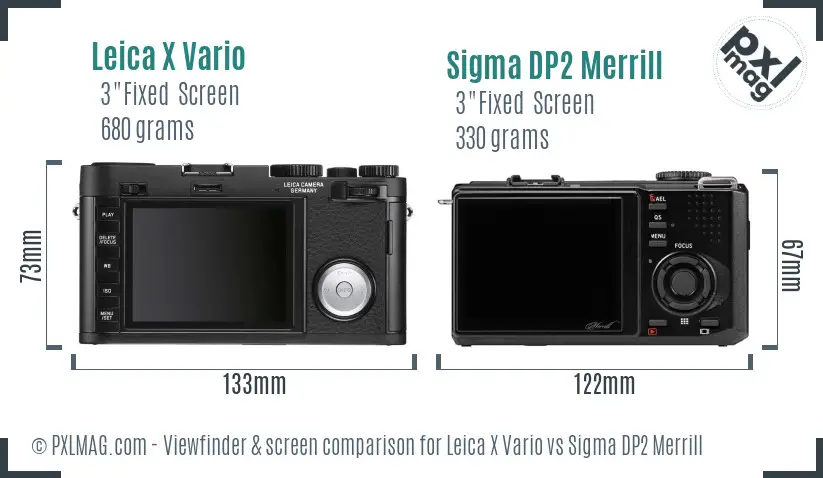 Leica X Vario vs Sigma DP2 Merrill Screen and Viewfinder comparison