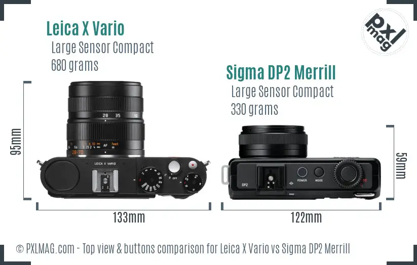 Leica X Vario vs Sigma DP2 Merrill top view buttons comparison