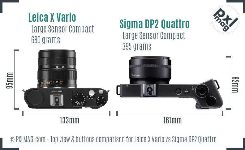 Leica X Vario vs Sigma DP2 Quattro top view buttons comparison