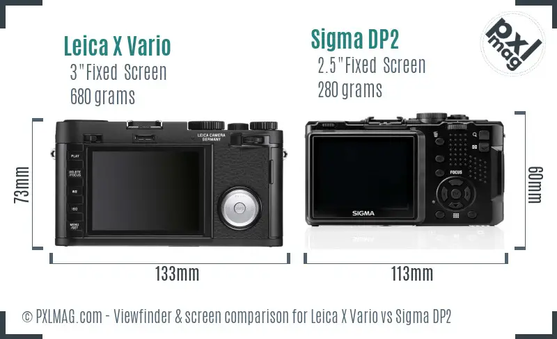 Leica X Vario vs Sigma DP2 Screen and Viewfinder comparison