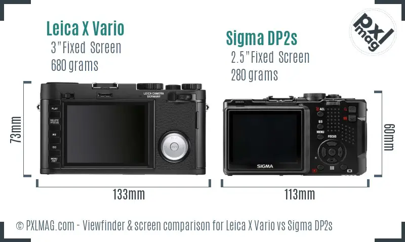 Leica X Vario vs Sigma DP2s Screen and Viewfinder comparison