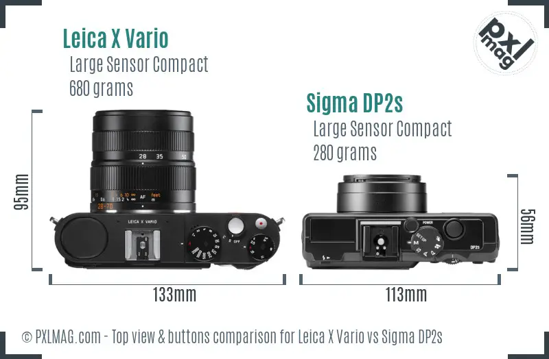 Leica X Vario vs Sigma DP2s top view buttons comparison