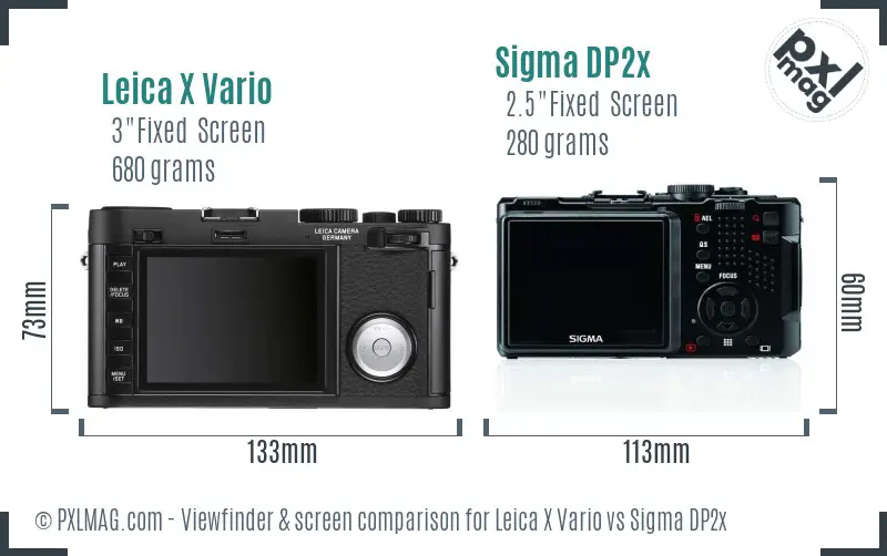 Leica X Vario vs Sigma DP2x Screen and Viewfinder comparison