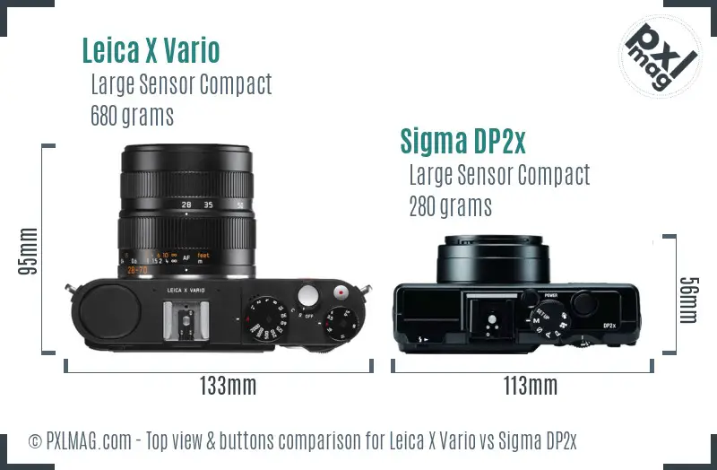 Leica X Vario vs Sigma DP2x top view buttons comparison