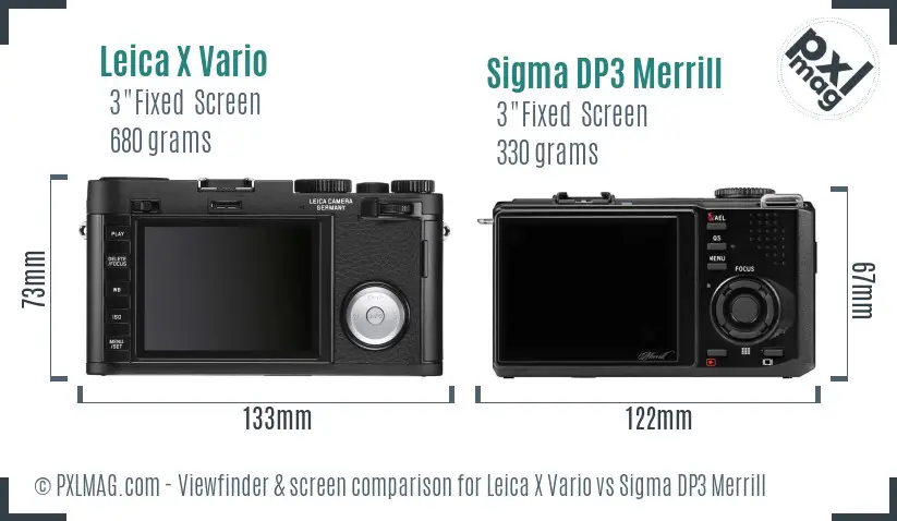 Leica X Vario vs Sigma DP3 Merrill Screen and Viewfinder comparison
