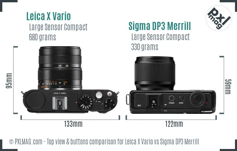 Leica X Vario vs Sigma DP3 Merrill top view buttons comparison