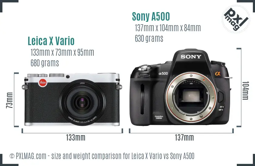 Leica X Vario vs Sony A500 size comparison