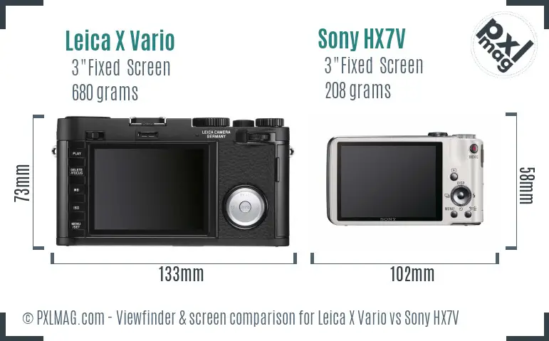 Leica X Vario vs Sony HX7V Screen and Viewfinder comparison