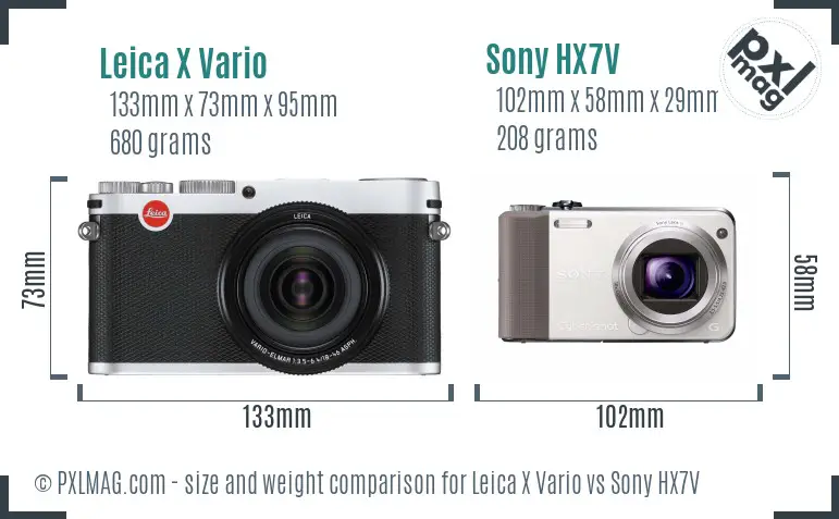 Leica X Vario vs Sony HX7V size comparison
