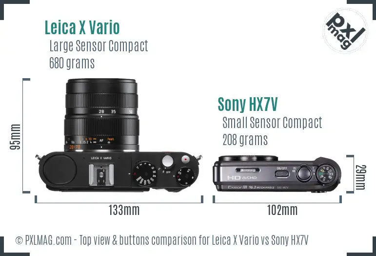Leica X Vario vs Sony HX7V top view buttons comparison