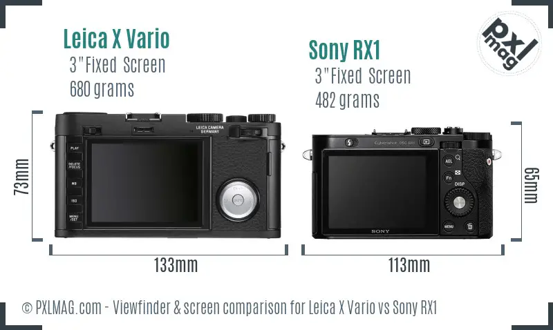 Leica X Vario vs Sony RX1 Screen and Viewfinder comparison