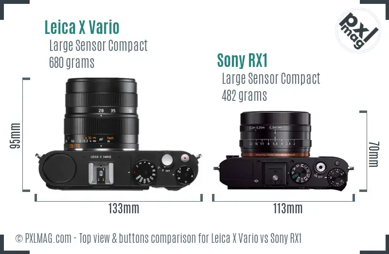 Leica X Vario vs Sony RX1 top view buttons comparison