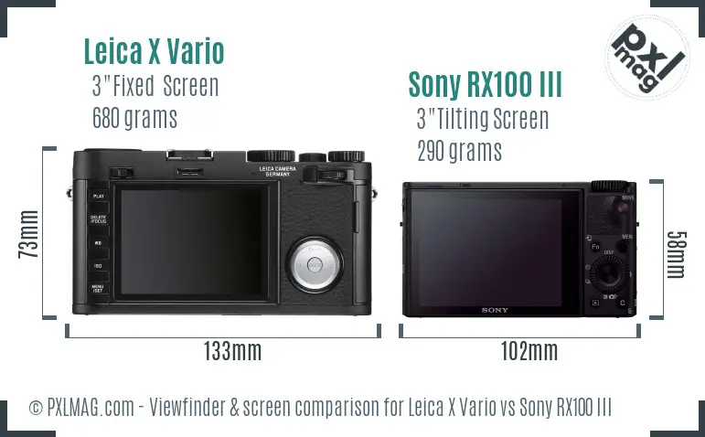 Leica X Vario vs Sony RX100 III Screen and Viewfinder comparison