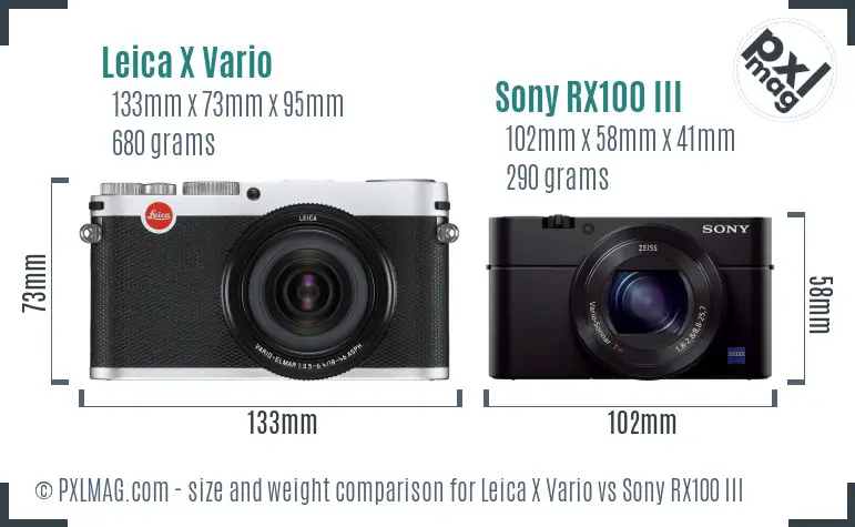 Leica X Vario vs Sony RX100 III size comparison